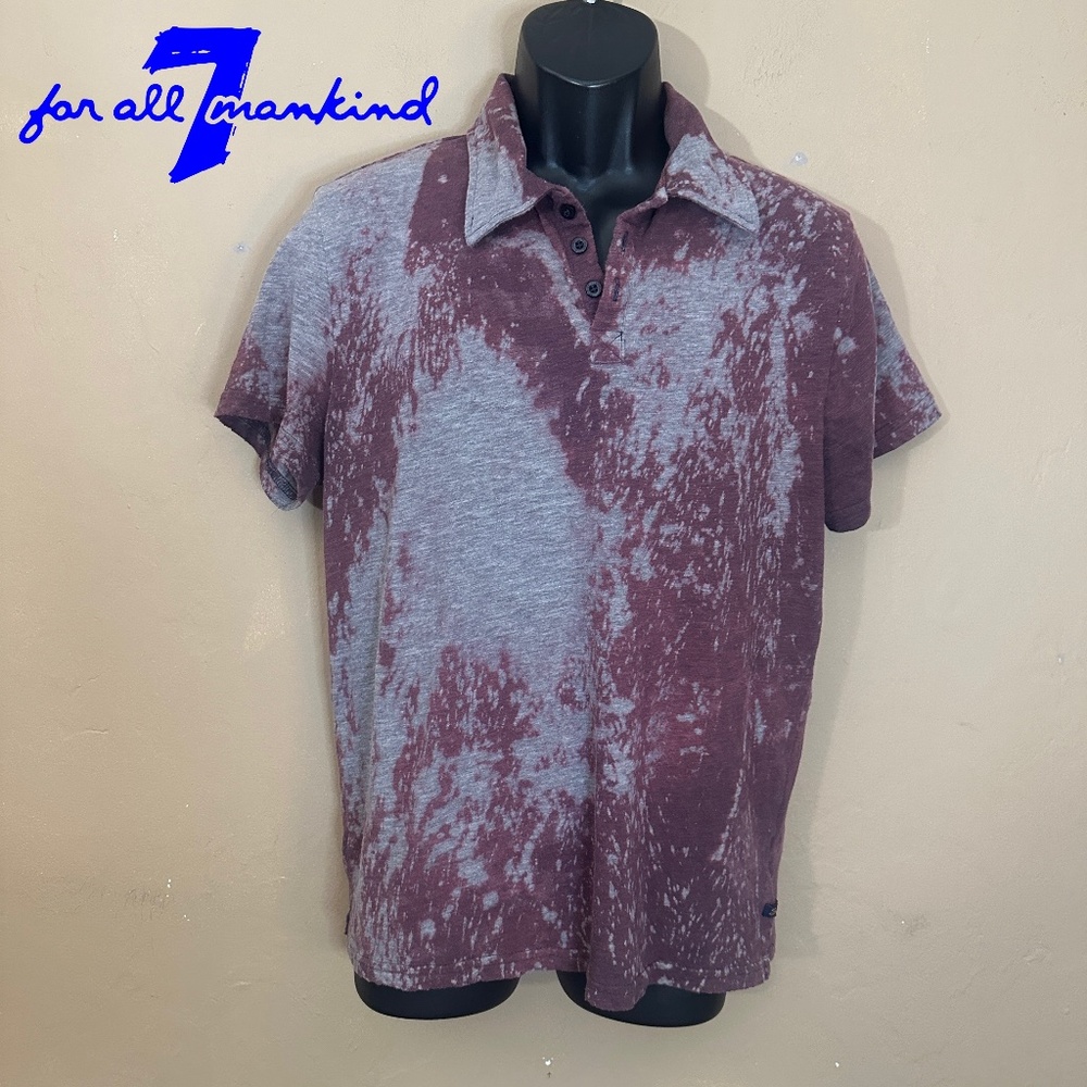 7 for All Mankind Splatter Polo Medium Gently worn 60% cotton / 40% polyester